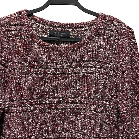Rag & Bone Womens Tweed Knit Sweater Long Sleeve Medium Red - Picture 3 of 6